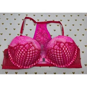 Victorias Secret Neon Pink & red racerback very sexy push up bra 36B